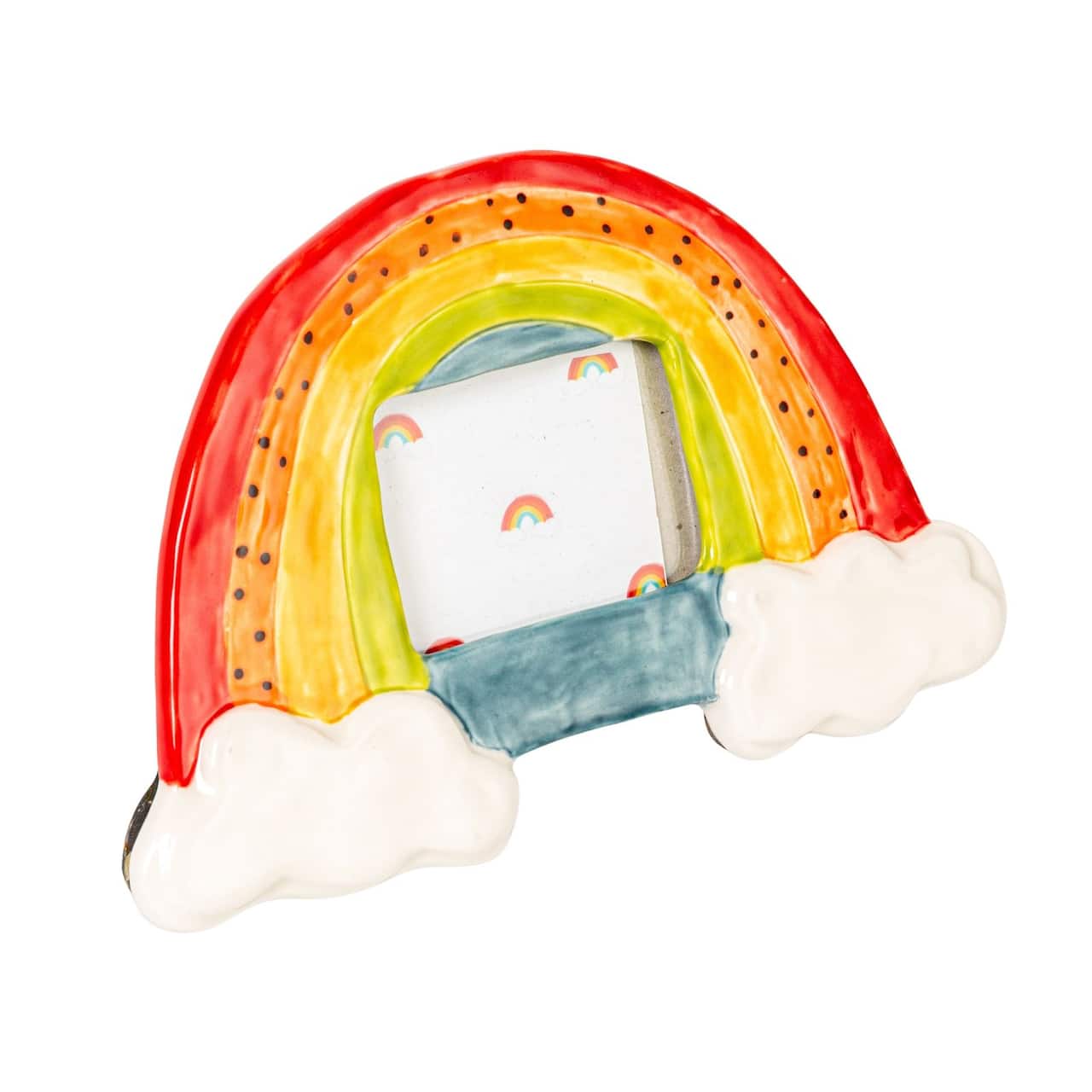 Hello Honey® Handmade Stoneware Multicolor Rainbow-Shaped Photo Frame